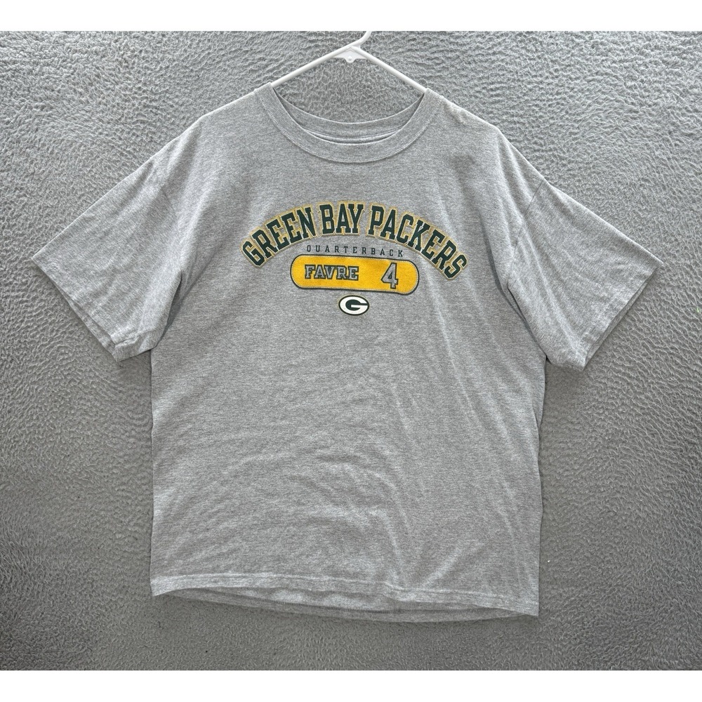 Vintage Green‎ Bay Packers Shirt Adult XL Gray Brett Favre #4 NFL Football Y2K